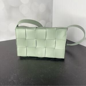 Bottega Veneta Medium Intrecciato Leather Cassette Crossbody Bag Sage Green